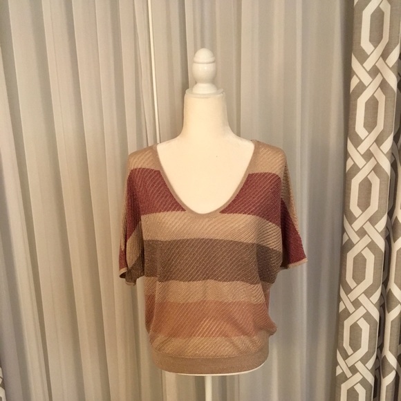 EXPRESS All-Over Lurex Double V-Neck Dolman Knit - Picture 9 of 9